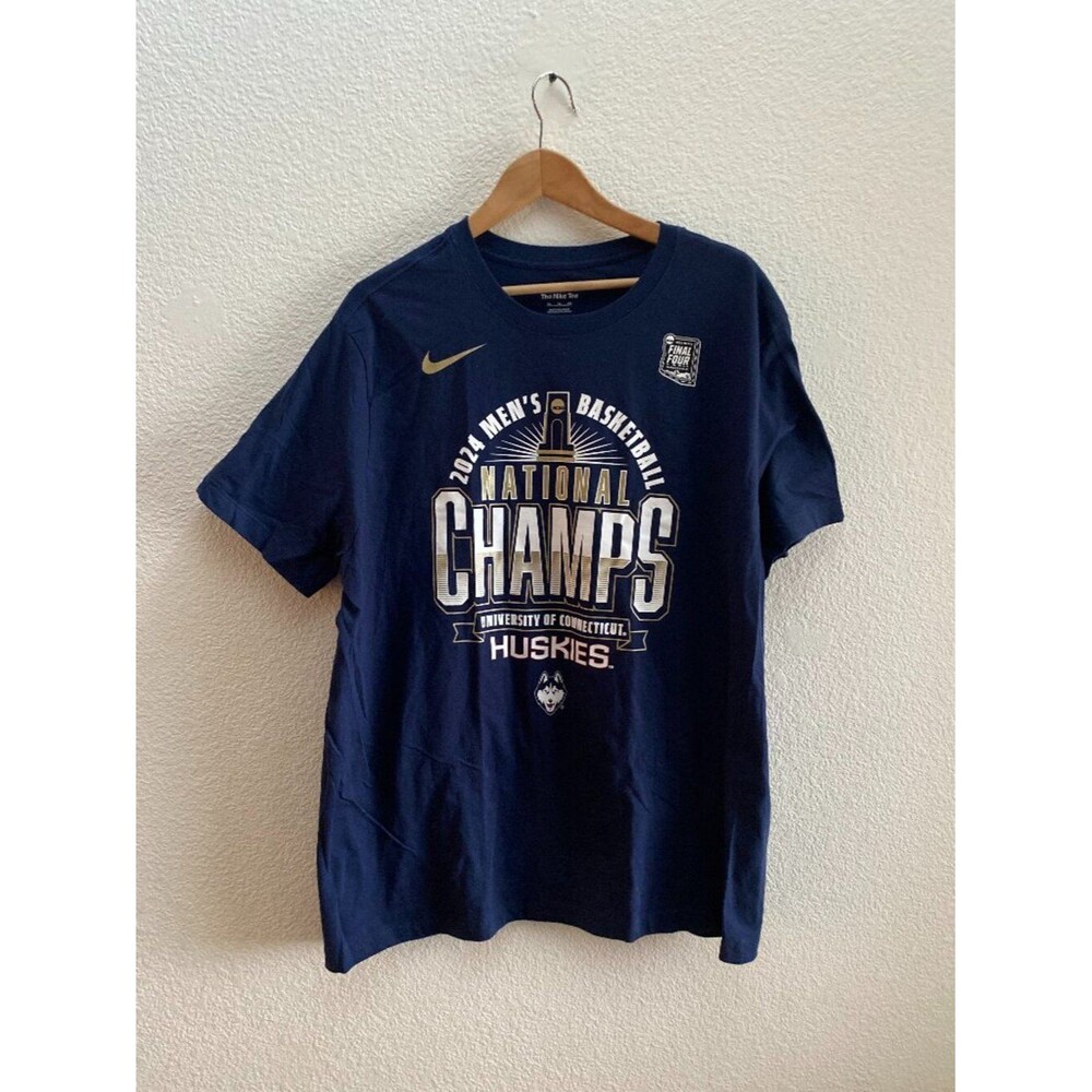 UConn Huskies Basketball 2024 National Champions The Nike Tee T-Shirt 2XL Blue